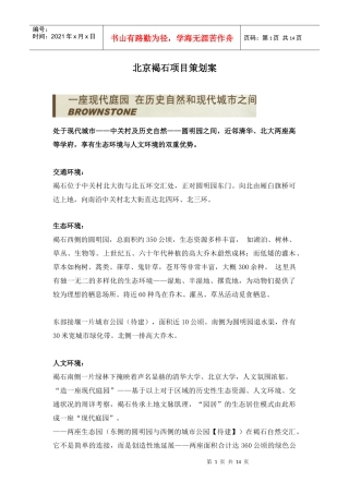 北京某某项目策划方案