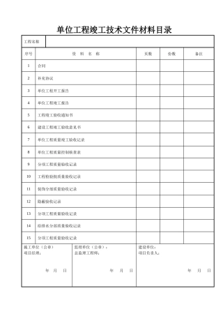 建筑装饰装修工程竣工验收资料表格( 47页)