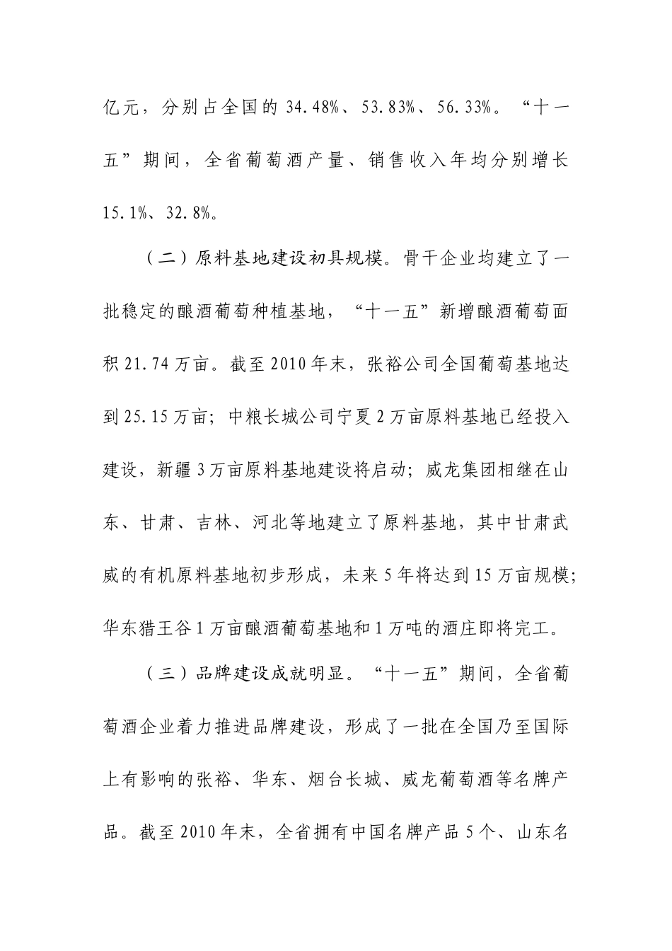 山东省葡萄酒、白酒、啤酒工业“十二五”发展规划_第3页