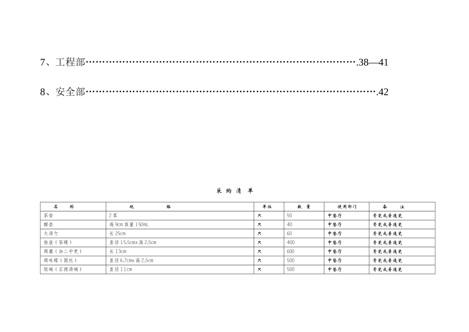 国际酒店八个部门采购必备清单明细_第2页