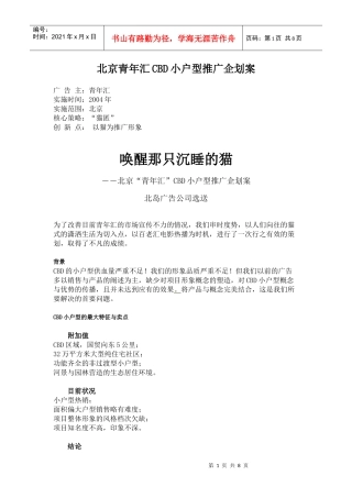 北京青年汇CBD小户型推广企划案