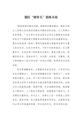 紧盯“硬骨头”狠抓不放