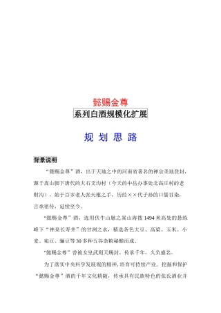 张氏酒业扩展规划思路