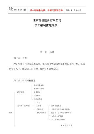 北京XX股份有限公司人力资源管理制度-员工福利管理办法