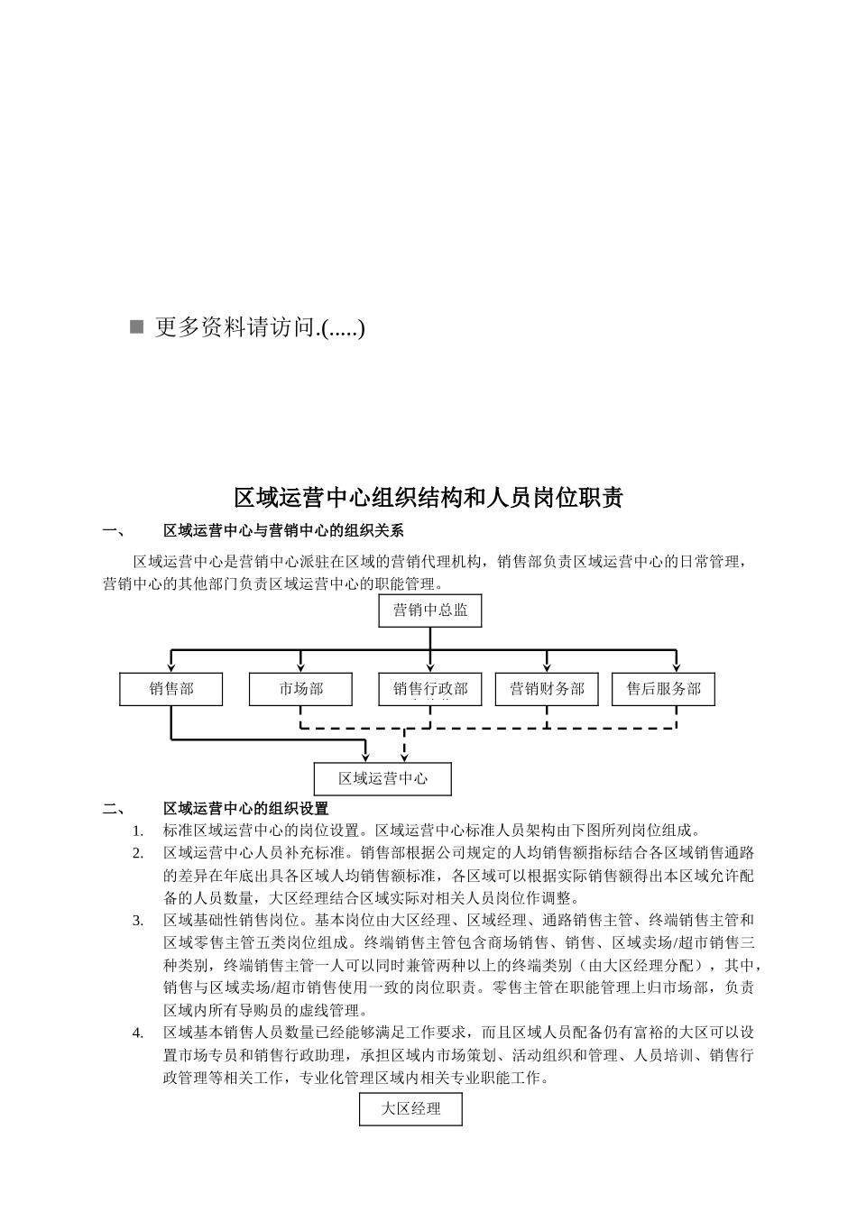 区域运营中心组织结构与人员岗位说明_第1页
