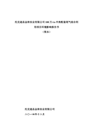 半焦配套尾气综合利用项目环境影响报告书