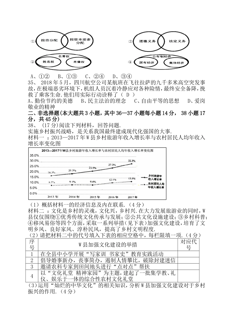 杭州市初中毕业升学文化考试思想品德（A卷)_第3页