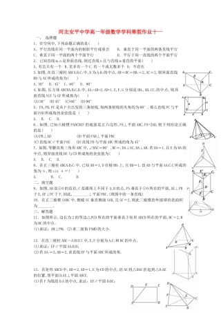 河北安平中学高一年级数学学科寒假作业测试题