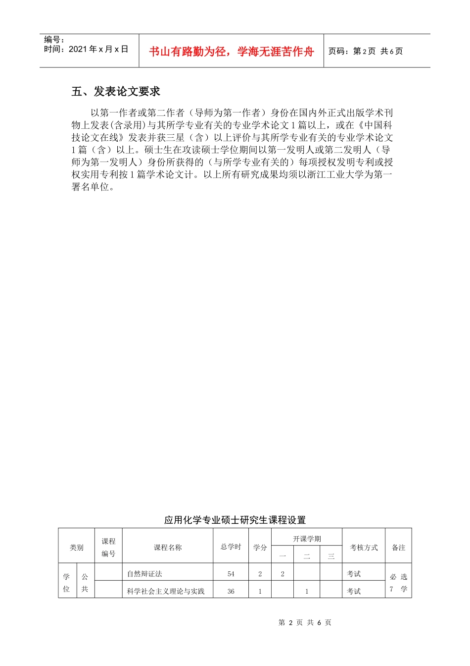化学工程与材料学院应用化学专业硕士研究生培养方案_第2页