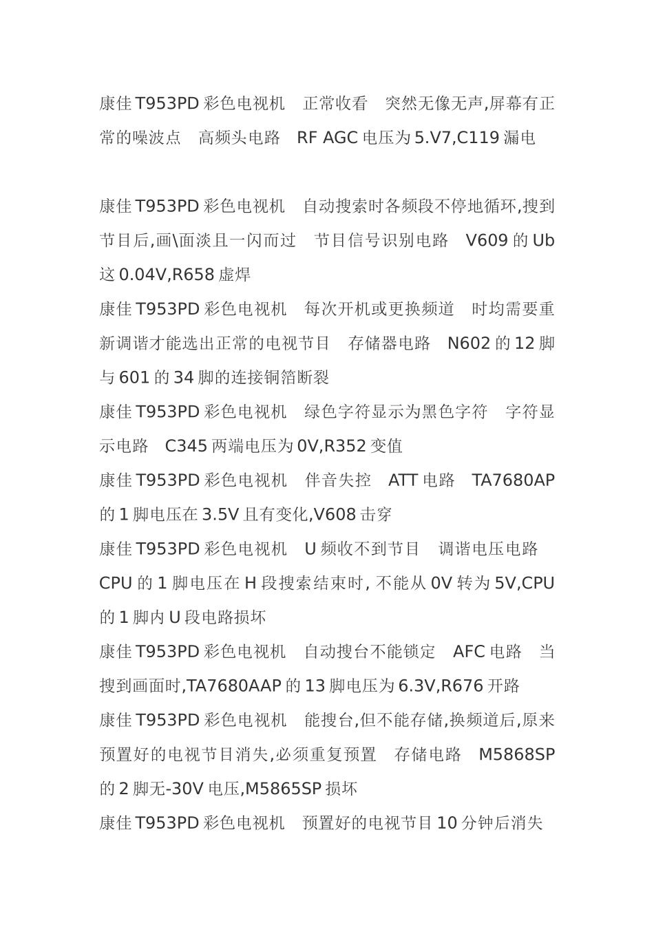 康佳彩电通病一览表_第2页