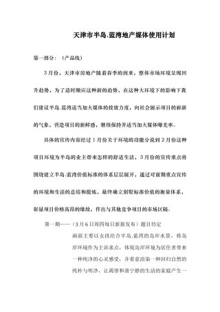 天津市各地产媒体使用计划