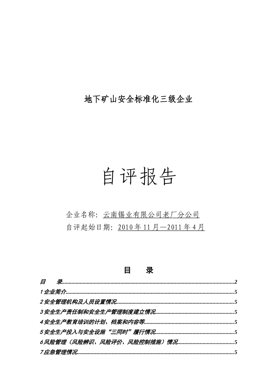 安全标准化自评报告(地下矿山)打分表_第1页