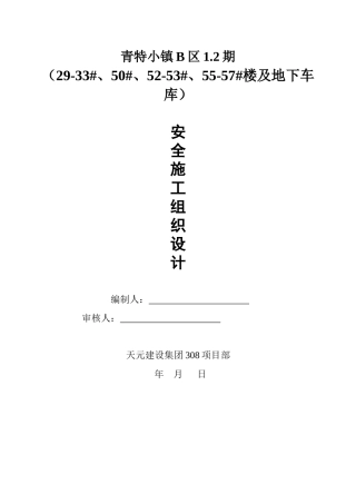 小镇B区安全施工组织总设计概述