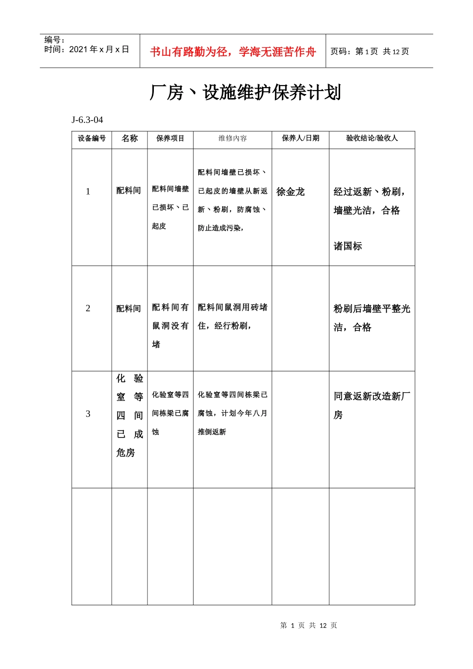 厂房丶设施维护保养计划_第1页