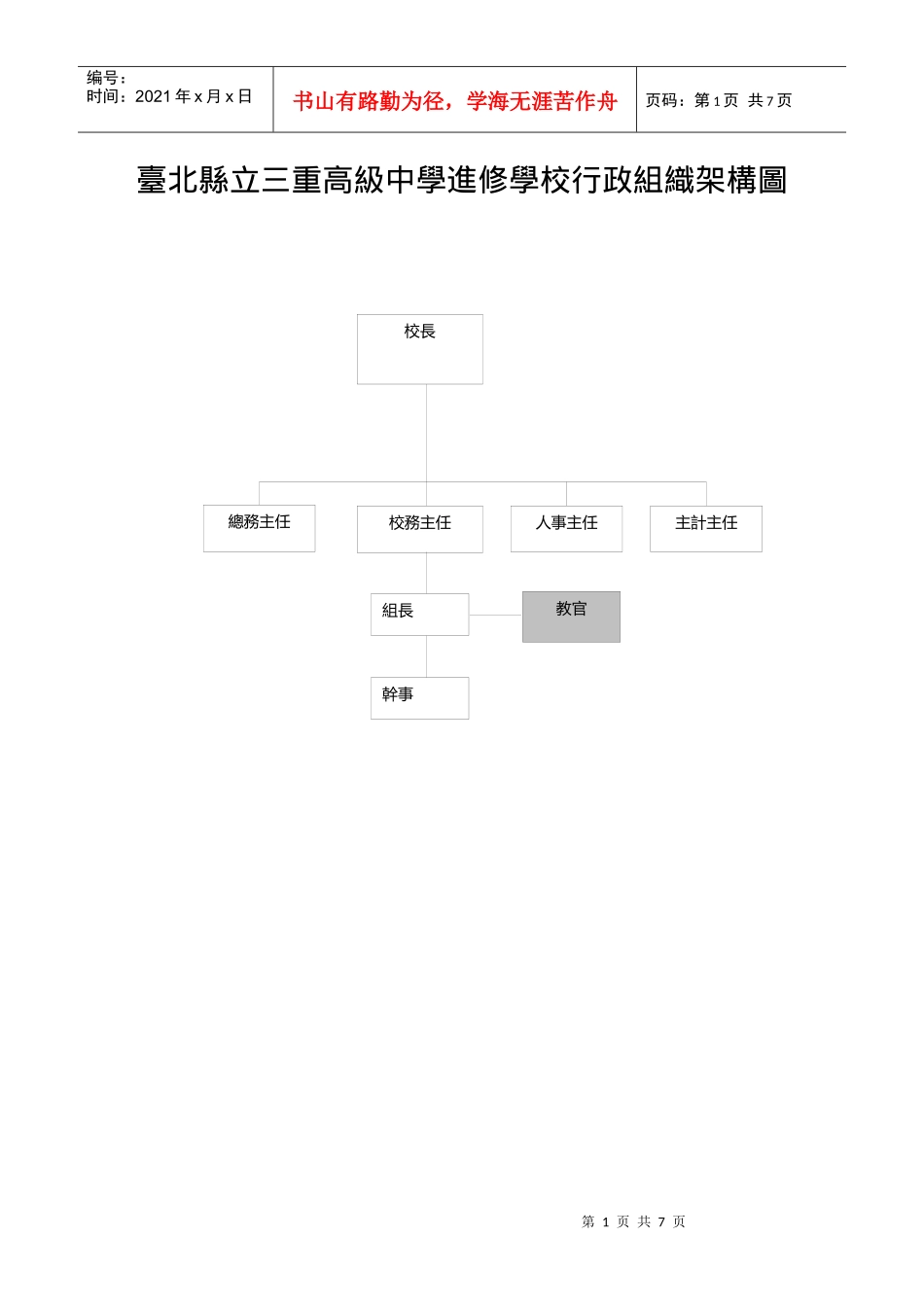 台北县立三重高级中学进修学校行政组织架构图_第1页