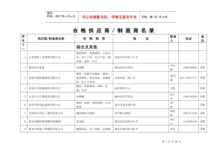 合格供应商制造商名录