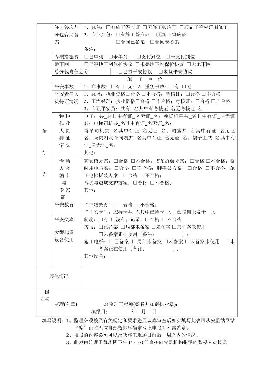 建筑安全与文明施工监理周报_第3页