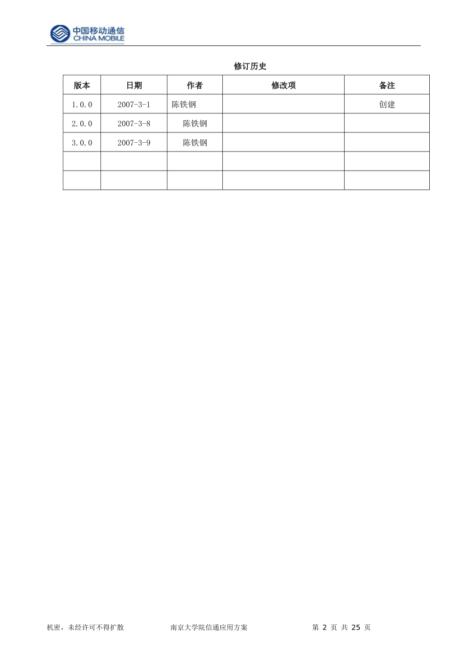 南京大学中国移动院信通项目应用方案及需求确认书V30_第2页
