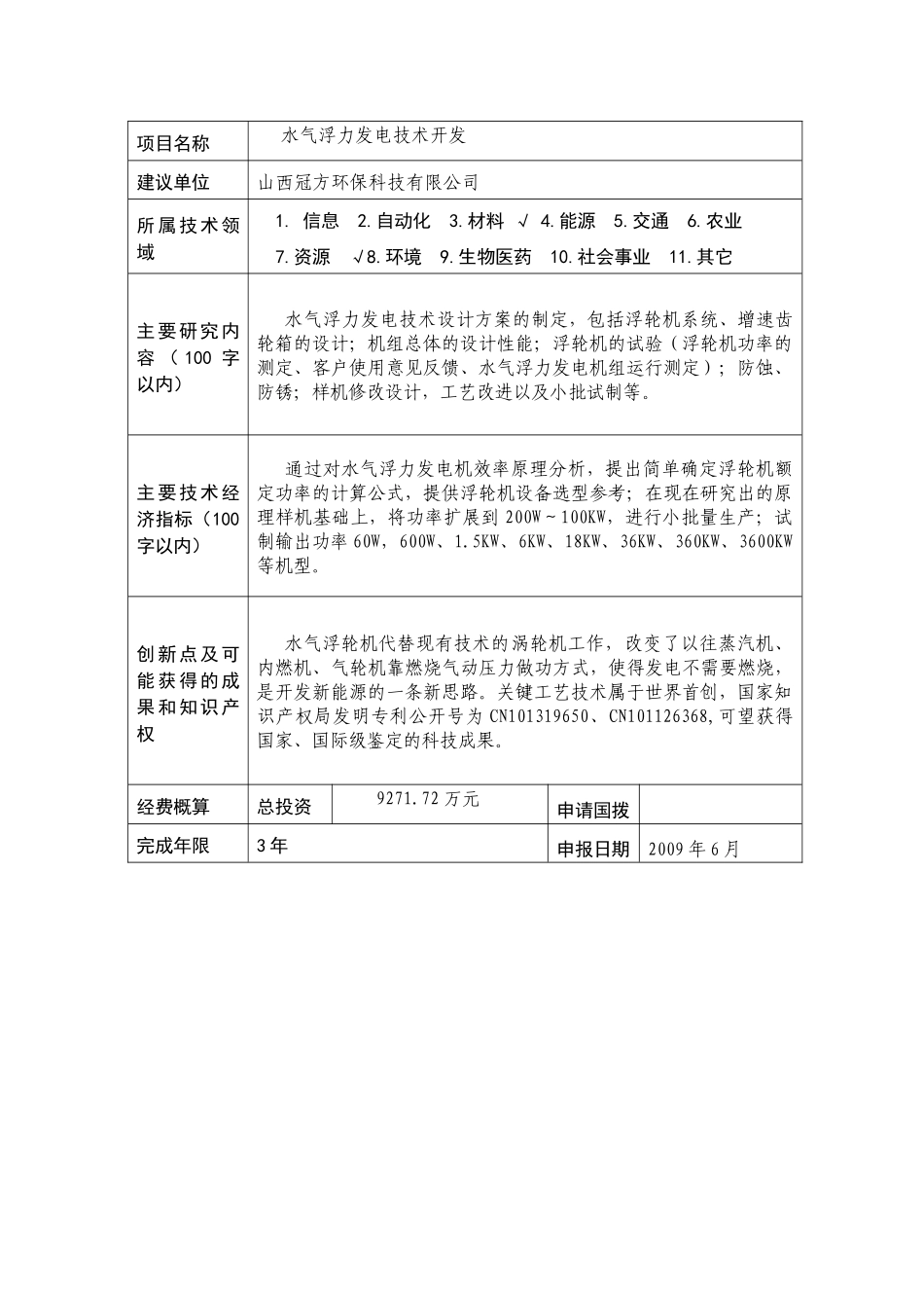 发电技术开发项目可行性研究报告书_第2页