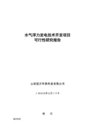 发电技术开发项目可行性研究报告书
