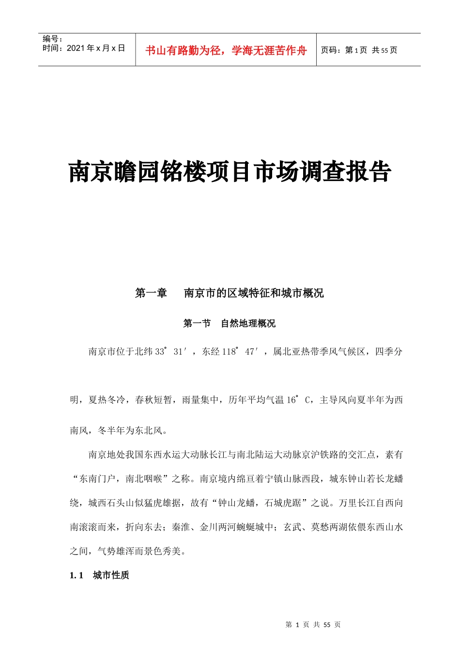 南京某项目市场调查报告_第1页