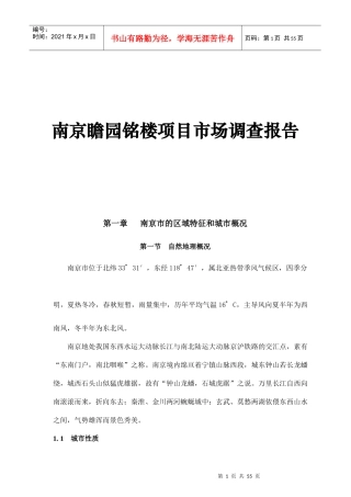 南京某项目市场调查报告