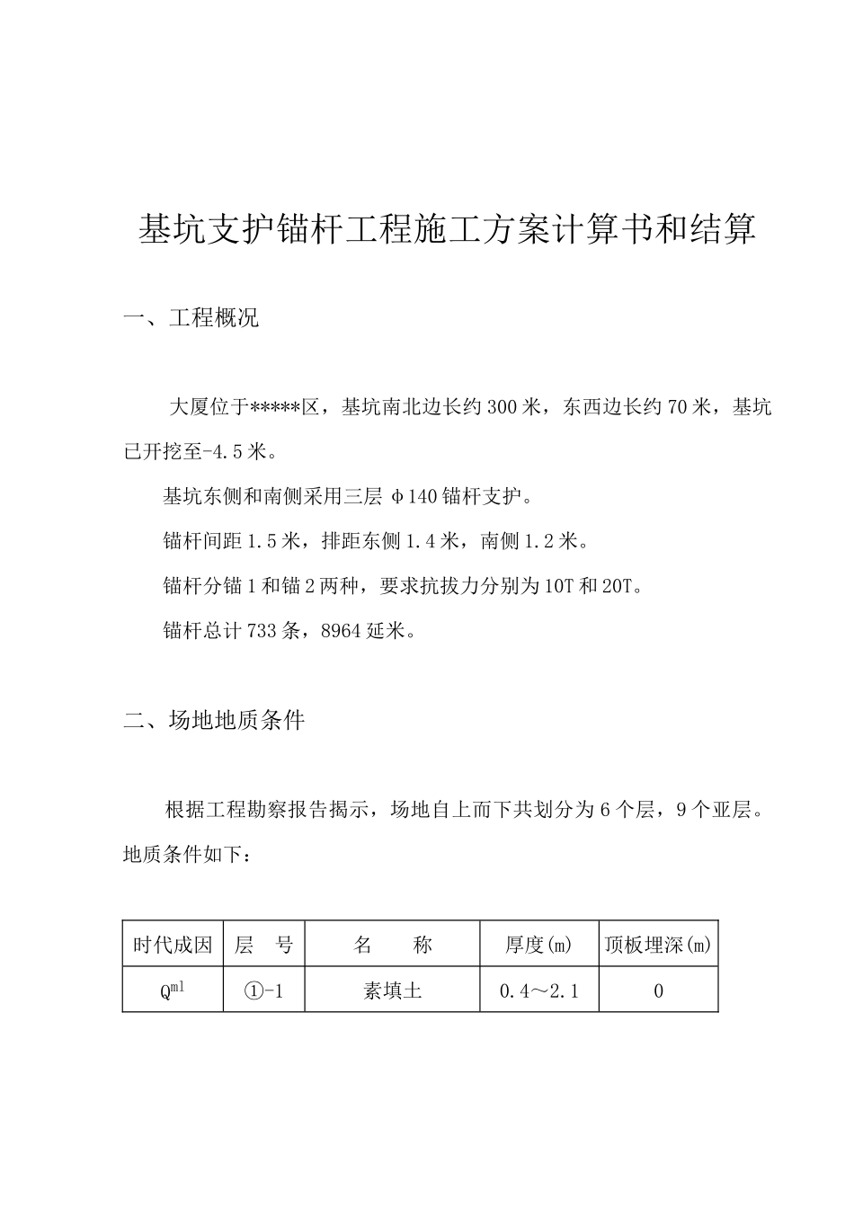 基坑支护锚杆工程施工方案计算书和结算-考试大(Examd_第1页