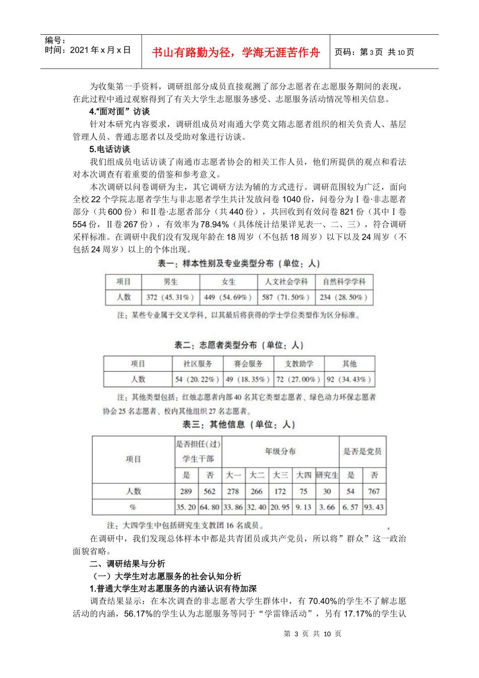 南通志愿者服务状况调查报告_第3页