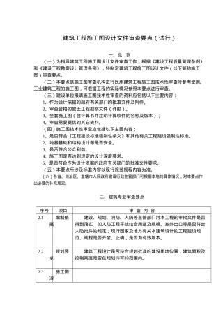 建筑工程施工图设计文件审查要点试行(61)