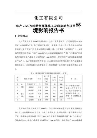 化工有限公司年产2.55万吨新型环保化工及印染助剂项目环境影响报告书
