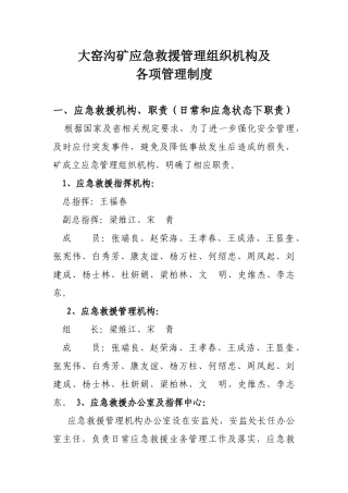 大矿应急救援安全质量标准化检查资料