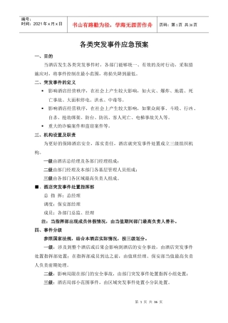 各类突发事件应急预案