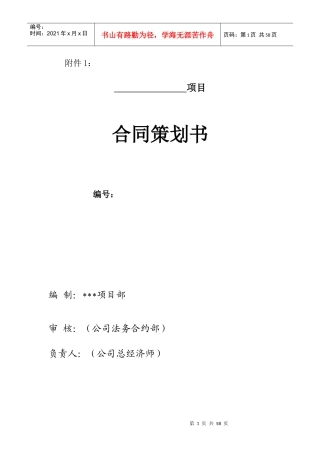 合同策划书(样版)