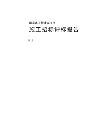 南京市工程建设项目施工招标评标报告