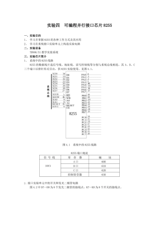 实验四可编程并行接口芯片8255