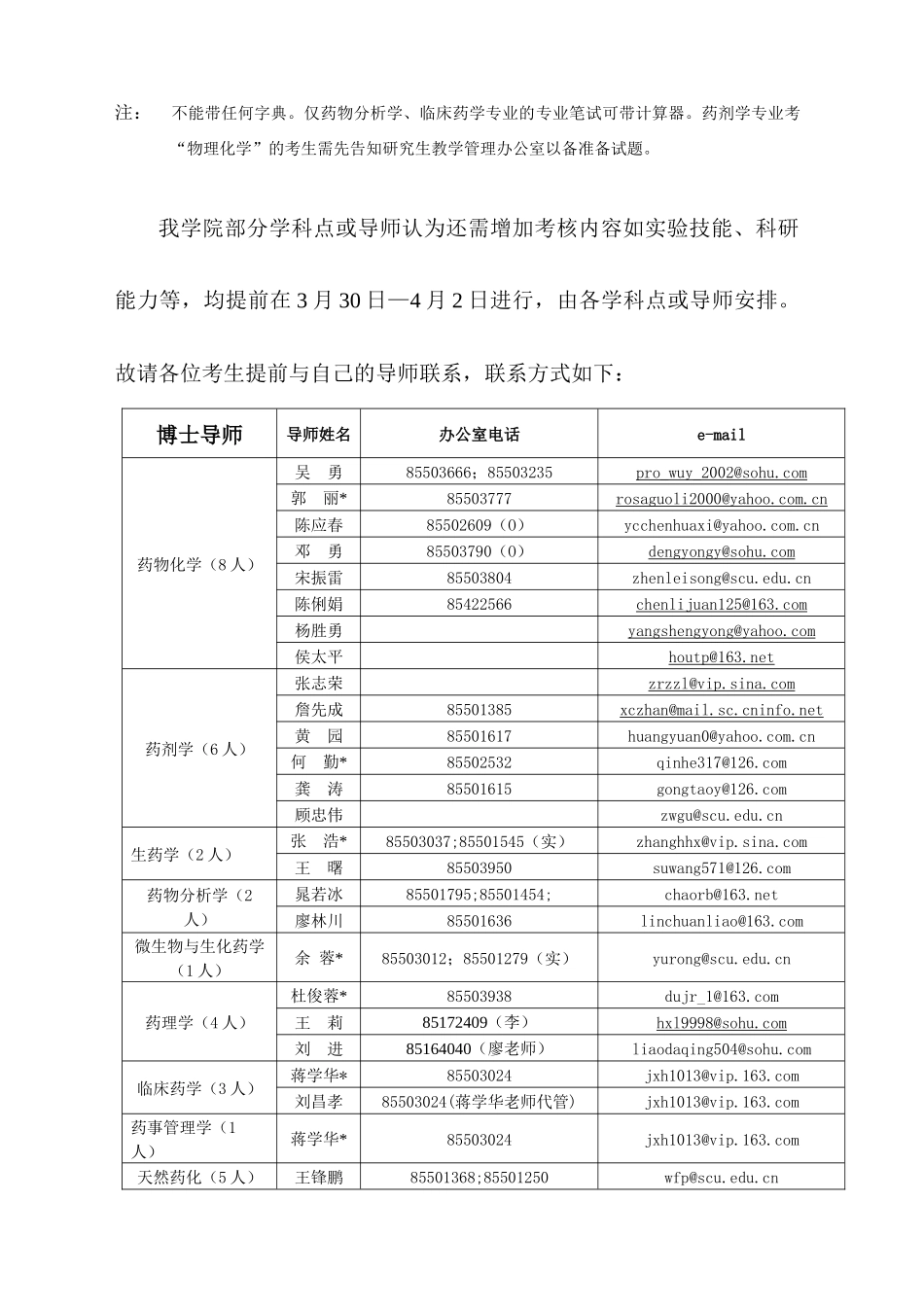华西药学院关于XXXX年硕士研究生招生复试工作的紧急通_第2页