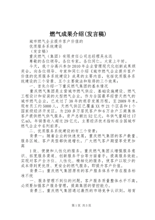 燃气成果介绍(发言)