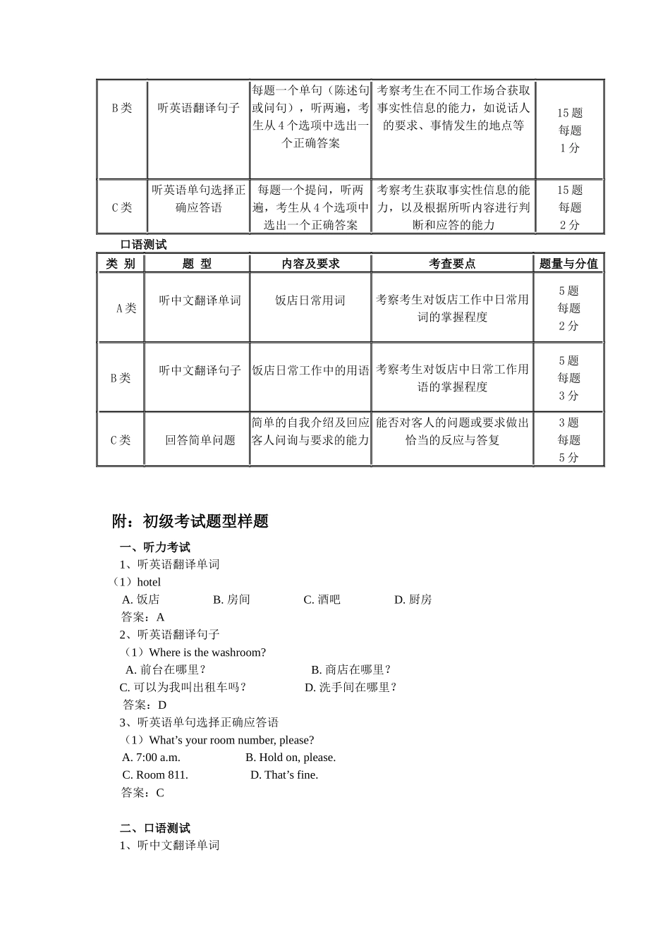 天津市旅游饭店职业英语等级考试是为了适应我市旅游业的快速发展_第3页