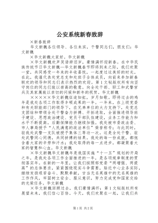 公安系统新春致辞演讲范文