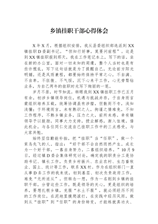 乡镇挂职干部心得体会