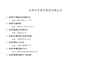 吉林市排版、制片印刷企业明细表