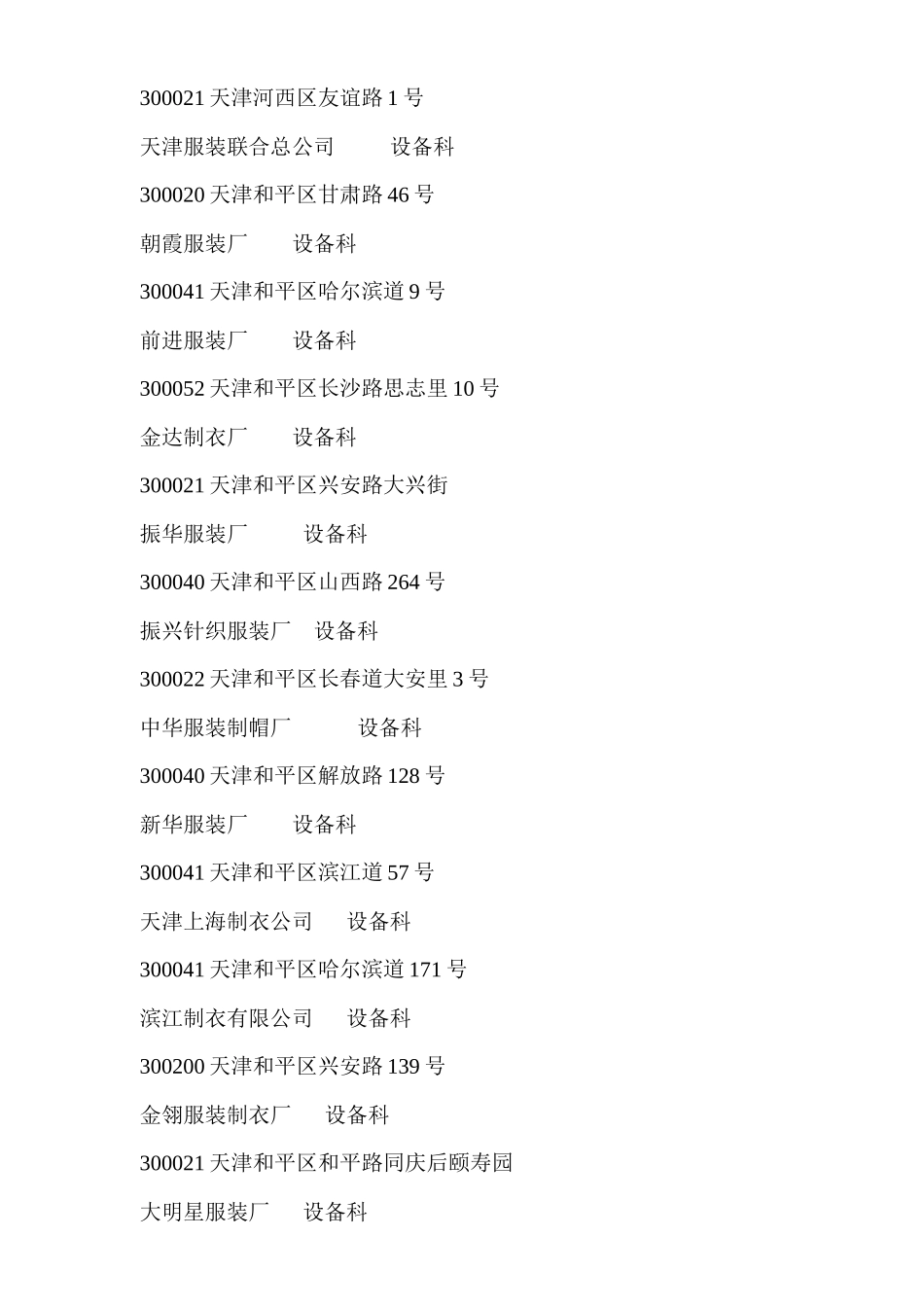 天津服装企业资料_第1页