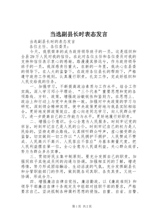 当选副县长时表态发言稿