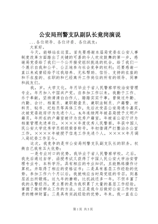 公安局刑警支队副队长竟岗演说稿(10)