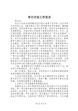 审计讨论工作发言稿