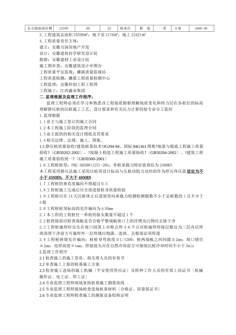 商住楼静压桩基工程监理实施细则_第3页