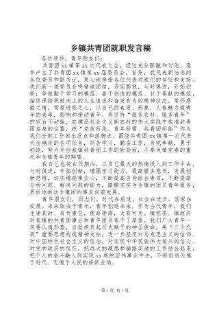 乡镇共青团就职发言