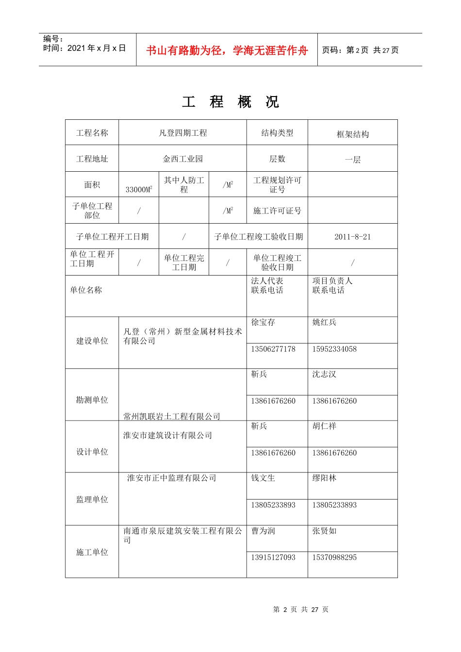 单位(子单位)工程竣工验收报告(竣工备案全套)_第2页