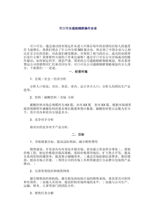 可口可乐通路精耕操作实录