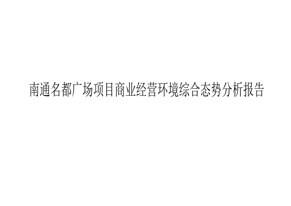 南通名都广场项目商业经营环境综合态势分析报告-47页_第1页